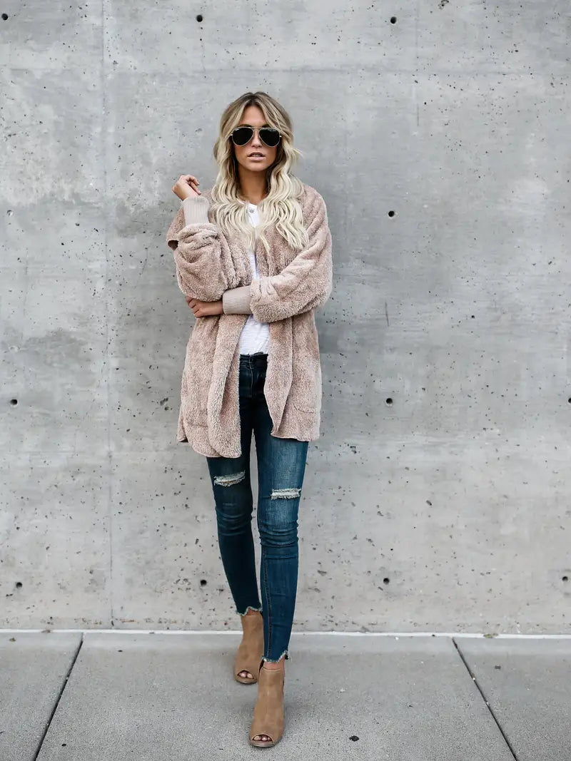 Fluffy hooded jacket