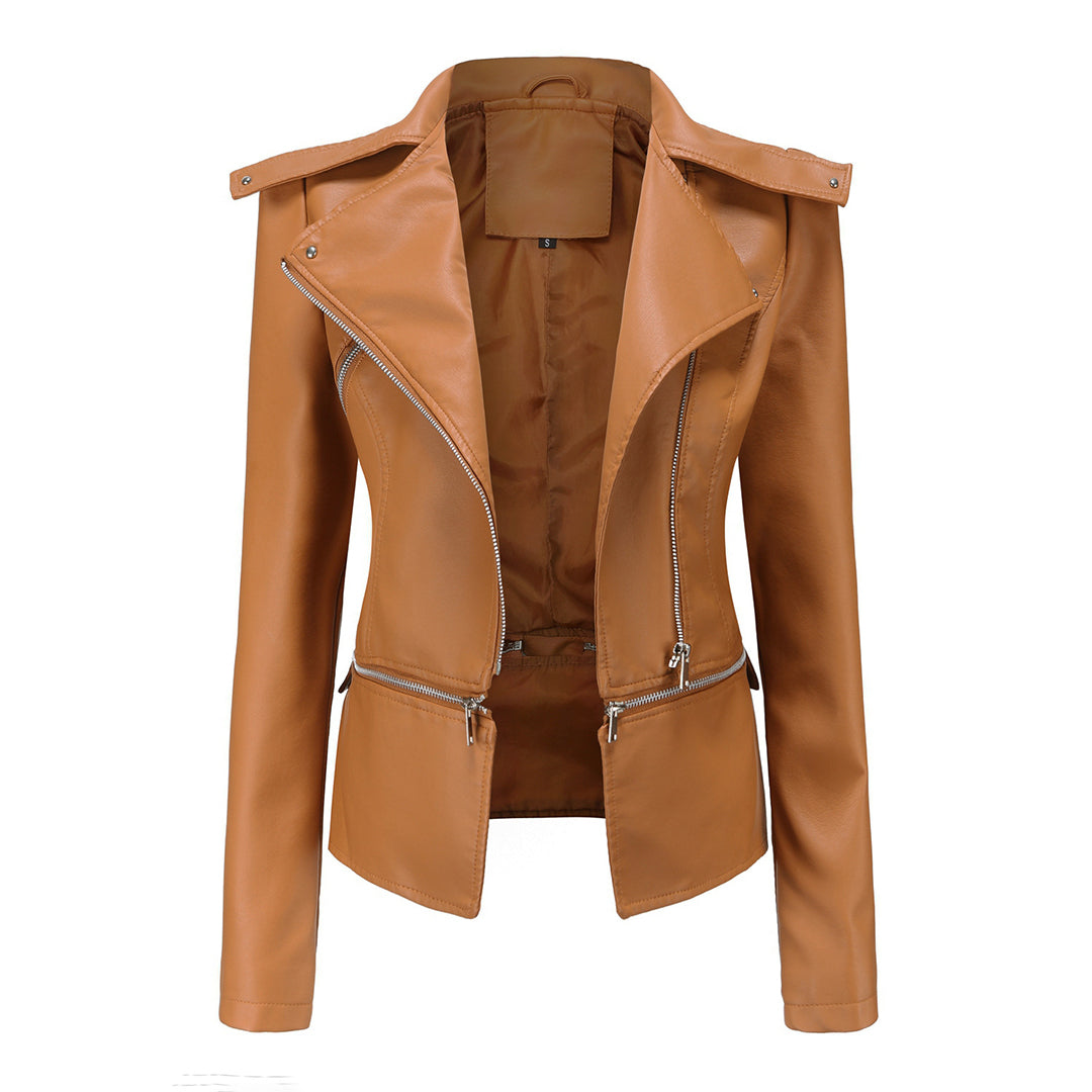 WW | Ladies' leather jacket with elegant finish