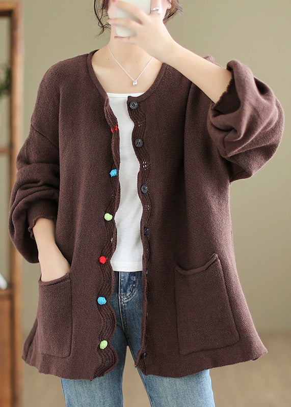 WW | Pockets Patchwork Cozy Cardigans O-Neck
