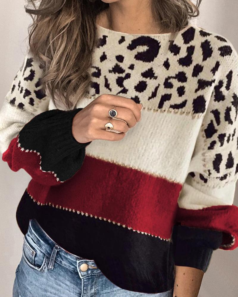 WW | gestreiftes sweatshirt mit leopardenmuster