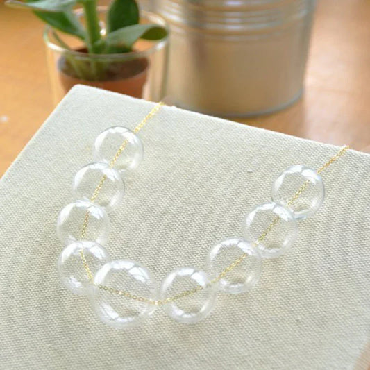 WW | Französisch Elegantes Mehrfarbiges Klar 9 Glas Blasen Perlen Halskette Frauen Stil Aussage Perle Kugel Damen Bijoux