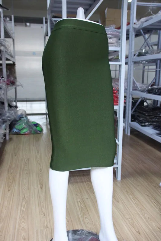 WW | Wholesale Women's Summer Fashion Sexy Black Blue Orange Red Beige Bandage Skirt Designer A-Line Pencil Skirt Faldas 60cm