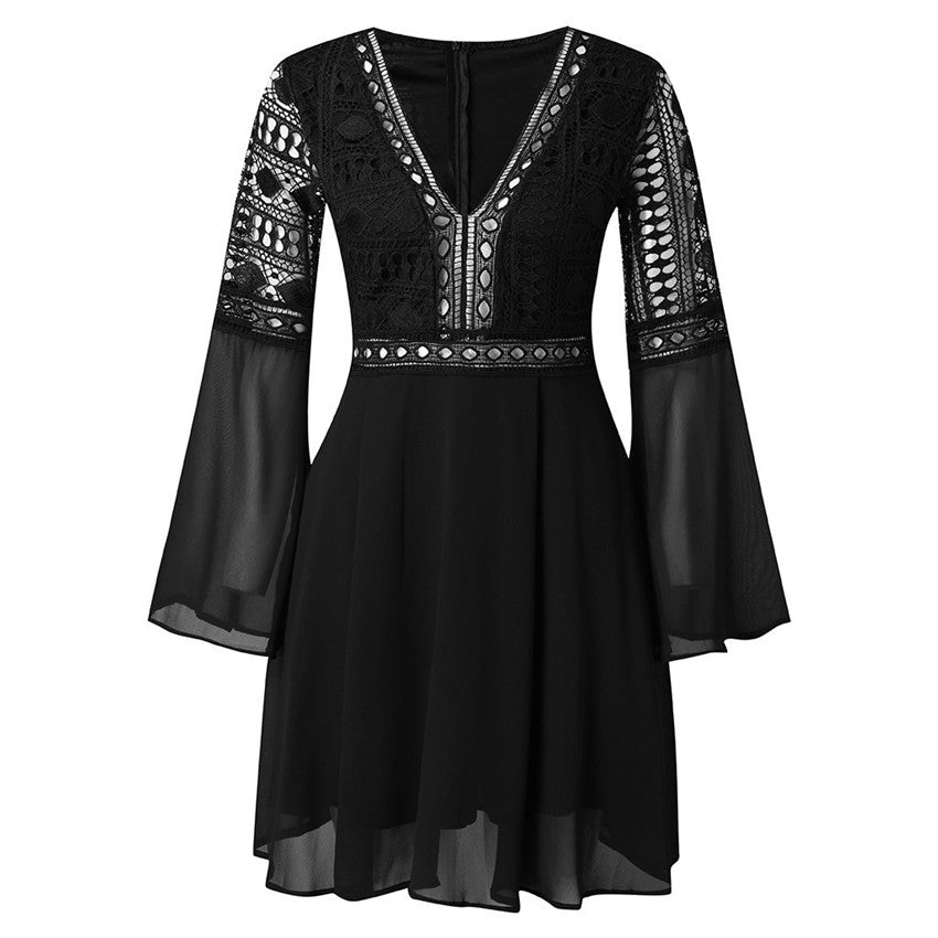 WW | Spitzen-Minikleid mit Weiten Ärmeln