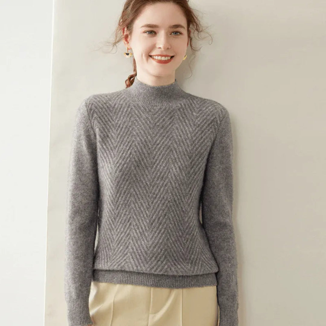 WW | Pullover mit Chevron-Muster und Mock Neck