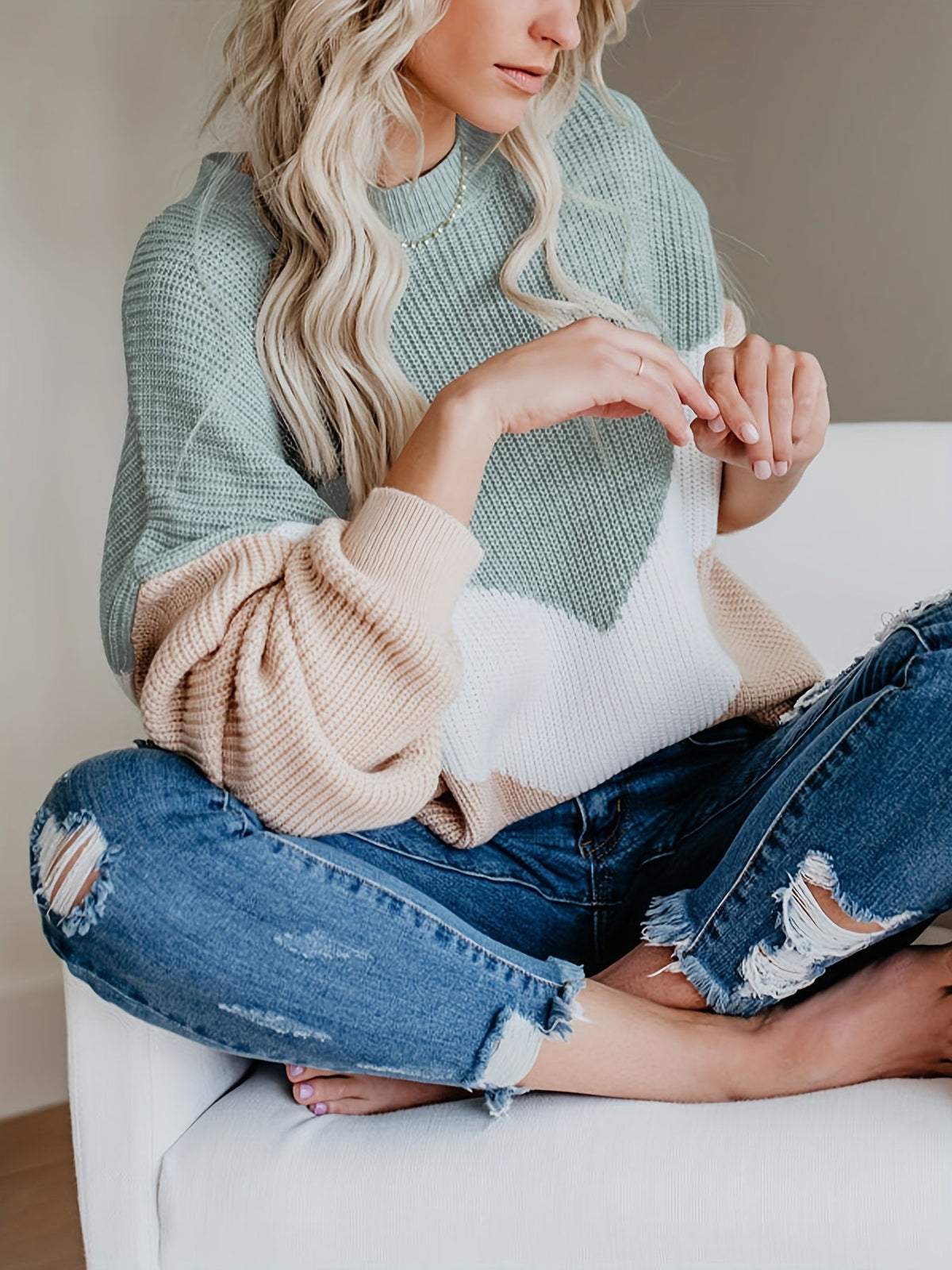 WW | Women's Color Block Rib-Knit Sweater