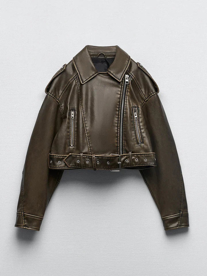 WW | Elegant Women's Leather Midi Jacket - Ideal for Winter