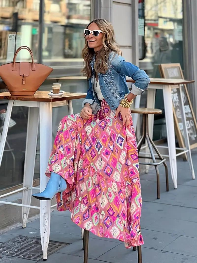 WW | Maxi Skirt Colorful Boho Ruffle Skirt