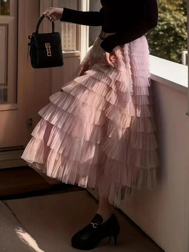WW | Ruffle Skirt Long Trendy Tulle Skirt