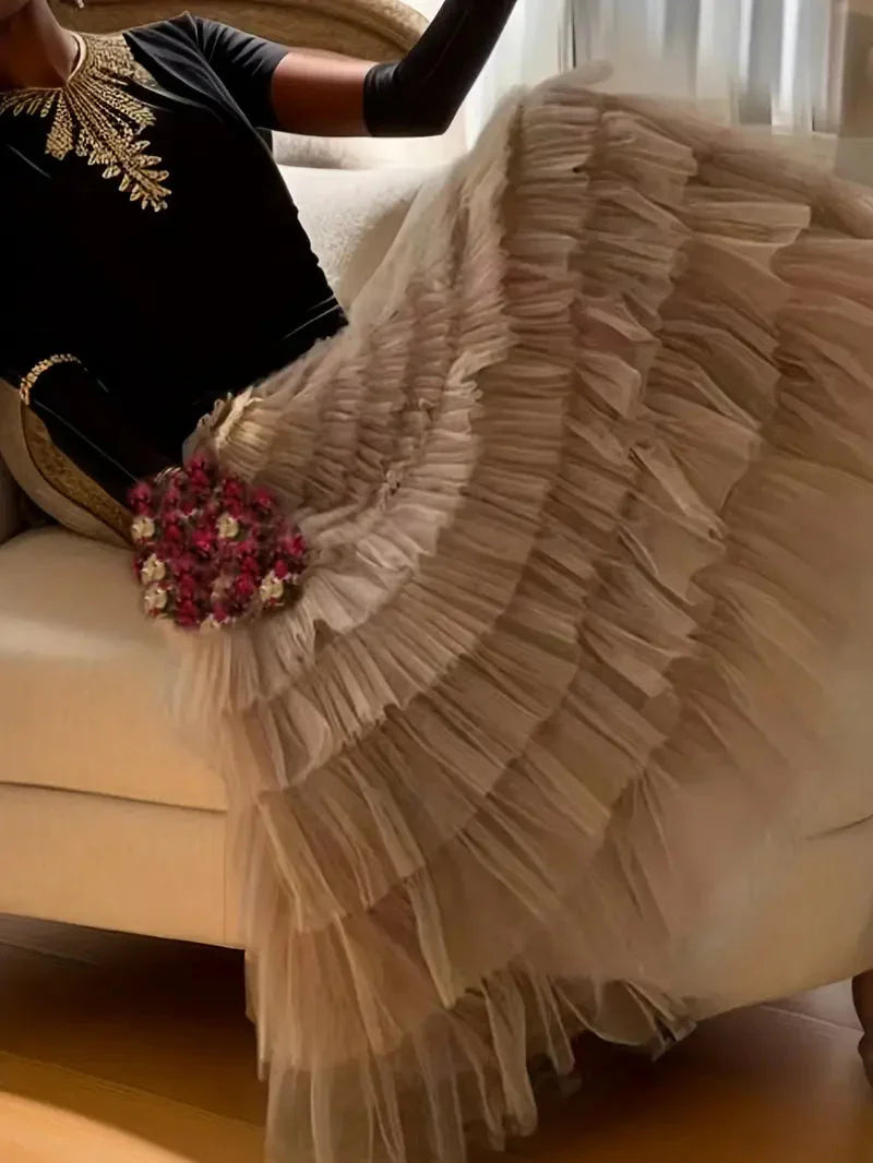 WW | Ruffle Skirt Long Trendy Tulle Skirt