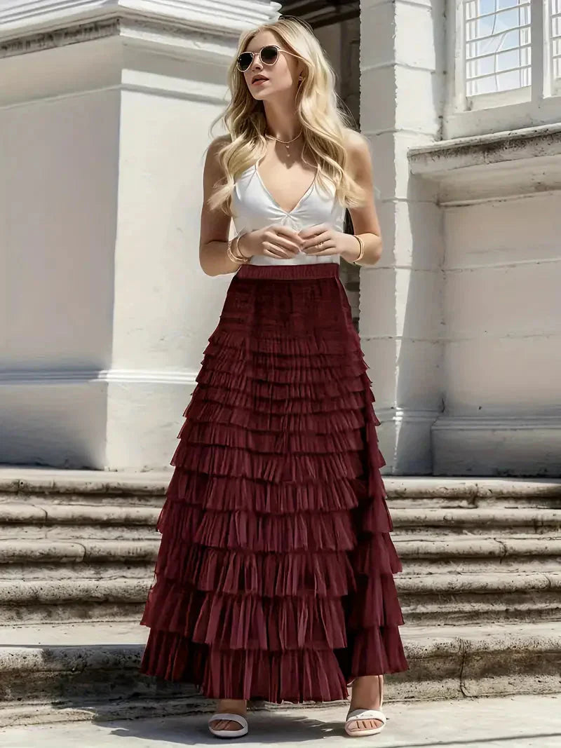 WW | Ruffle Skirt Long Trendy Tulle Skirt