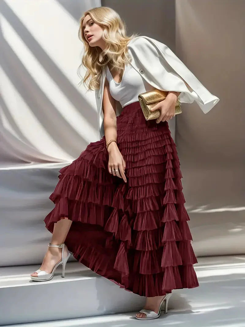 WW | Ruffle Skirt Long Trendy Tulle Skirt