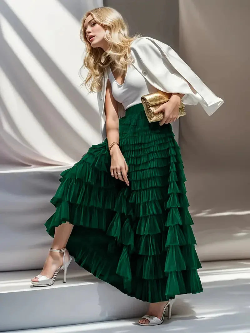 WW | Ruffle Skirt Long Trendy Tulle Skirt