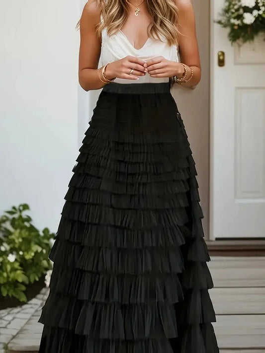 WW | Ruffle Skirt Long Trendy Tulle Skirt