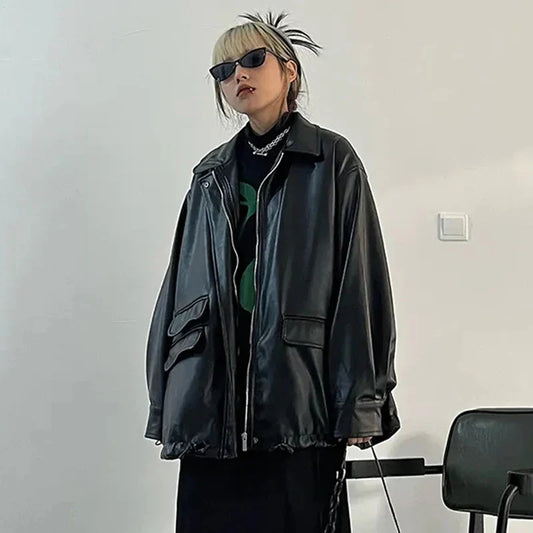 WW | Elegante Oversize-Lederjacke für Damen