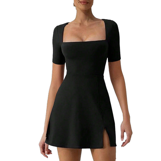 Damen Elegantes Minikleid mit quadratischem Ausschnitt und figurbetontem Schnitt W&W