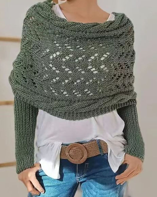 WW Hohl Langarm Gestrickter Schal Pullover
