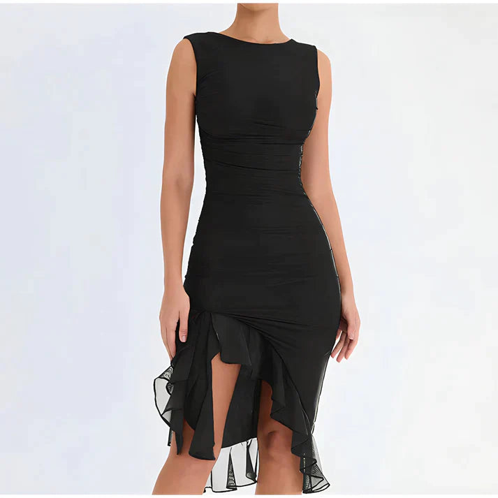 WW - Elegant Bodycon Dress with Ruffles