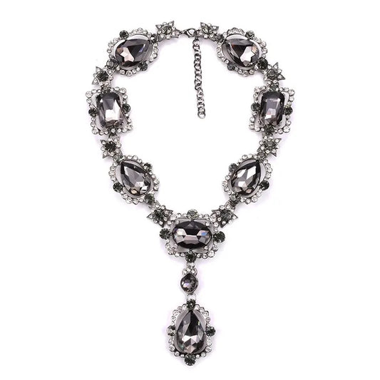 WW | Statement Rhinestones Schmuck Große Edelstein Gem Stein Kristall Viktorianischer Schmuck Grüner Smaragd Bib Halskette für Frauen