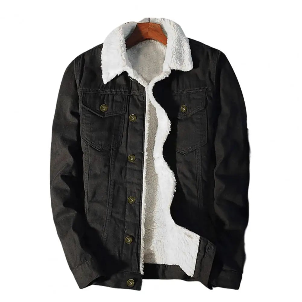 WW | Stylische warme Sherpa Jeansjacke für Männer