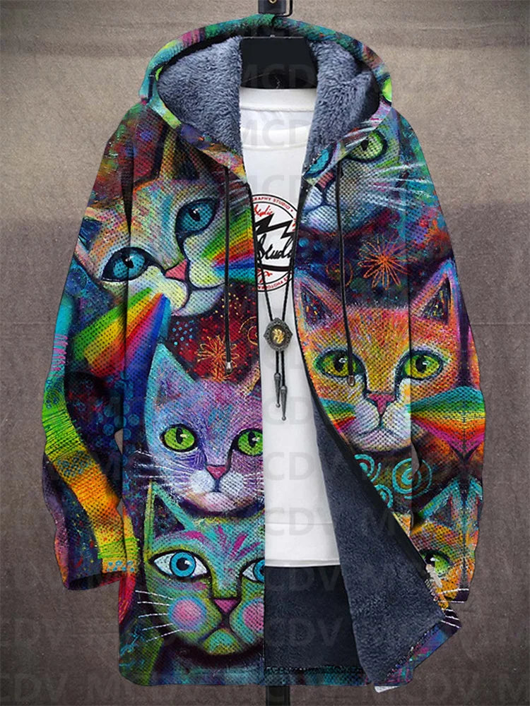 WW | Kuscheliger Mantel mit Katzenmuster