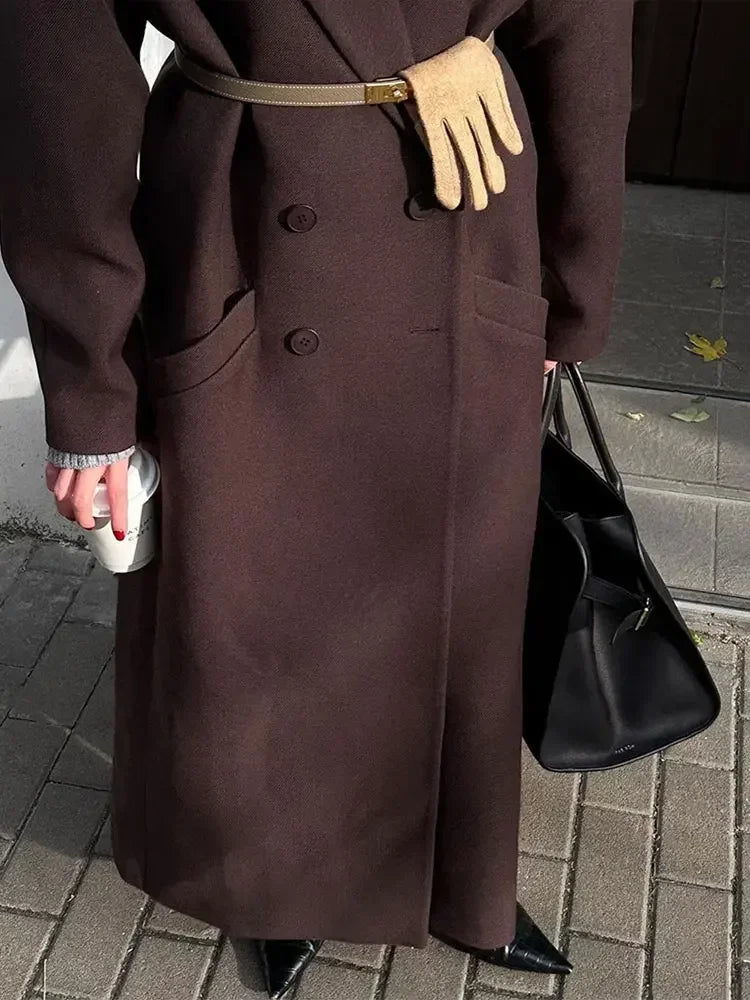 WW | lange zweireihige Winterjacke