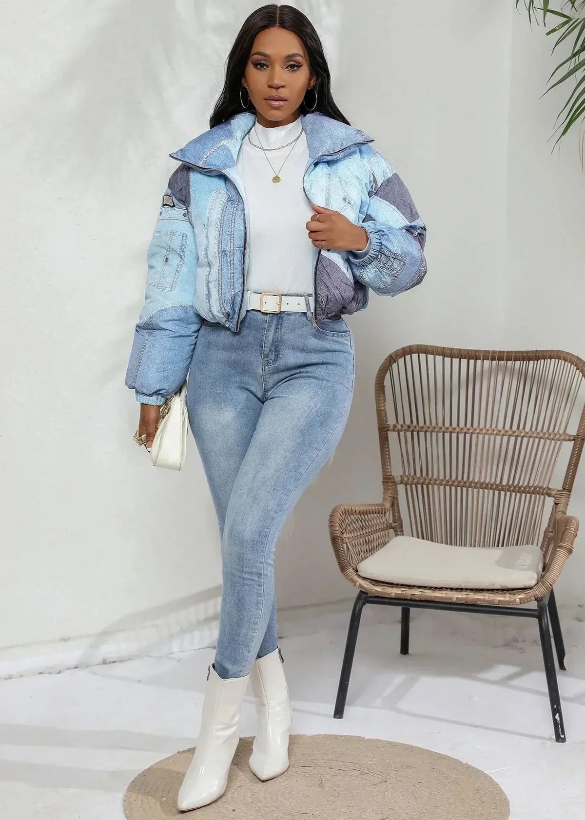 WW | Color Block Puffer Jacket - Cropped Design - Trendy Winter Fashion