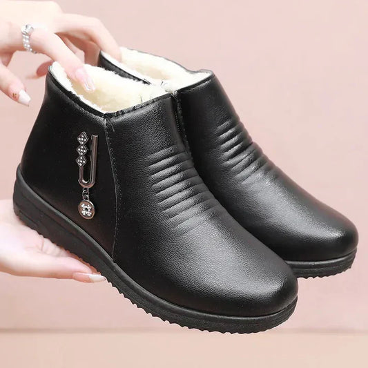 WW | Stilvolle Winter Schwarz Schicke Orthopädische Knöchelboots Für Frauen