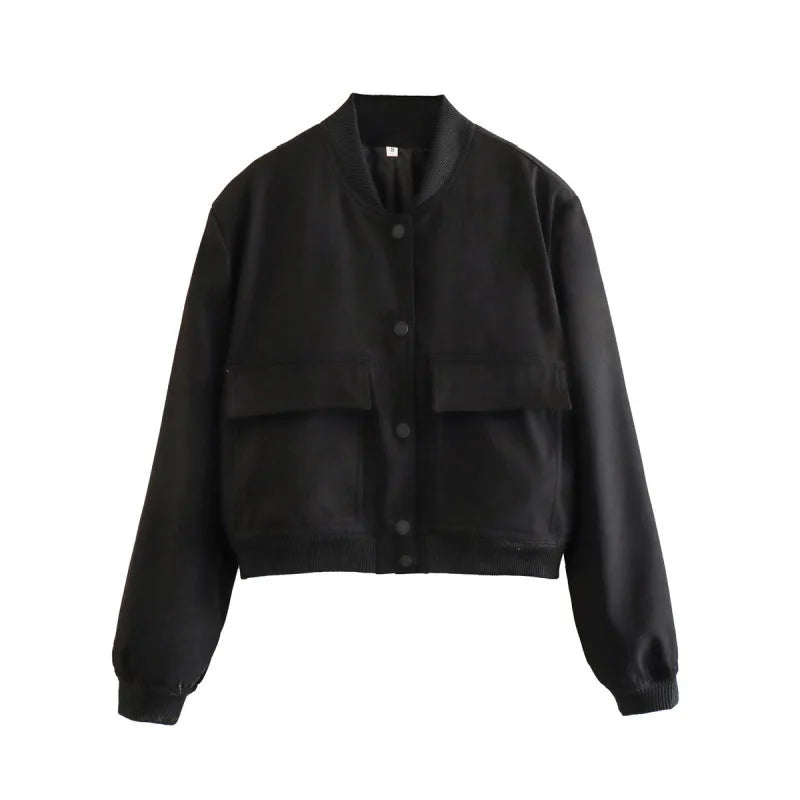 WW | Freizeit Bomberjacke mit Frontknöpfen und Klappentaschen