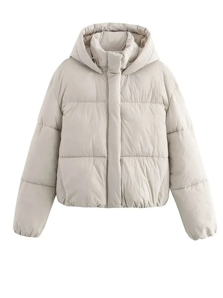WW | Pufferjacke mit Kapuze und Dickem Warmen Steppdesign