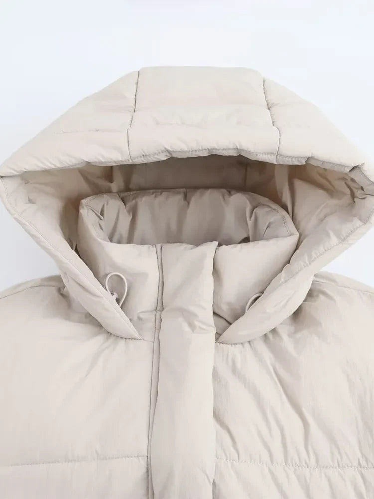 WW | Pufferjacke mit Kapuze und Dickem Warmen Steppdesign