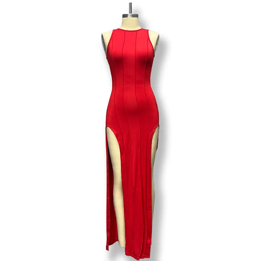 Alina | Sleeveless Maxi Dress with High Slit