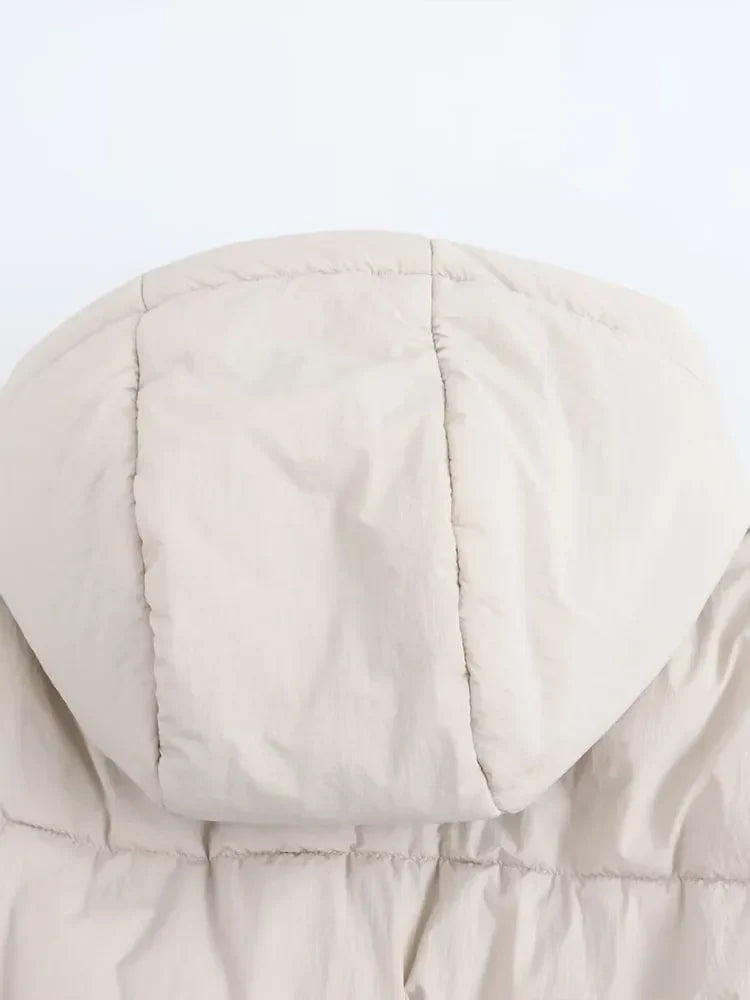 WW | Pufferjacke mit Kapuze und Dickem Warmen Steppdesign