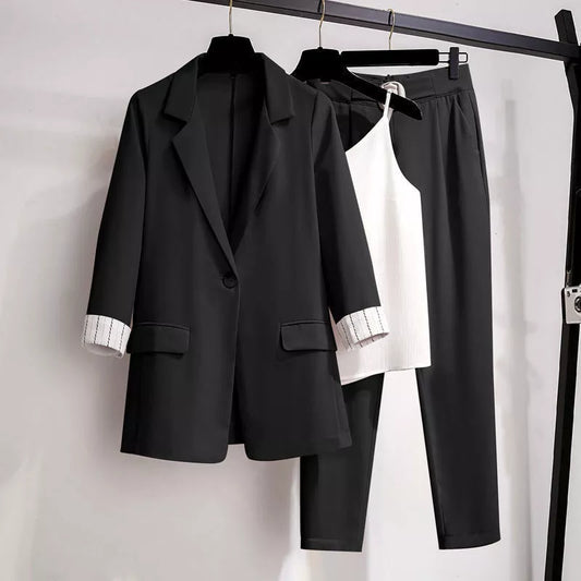 WW | Eleganter Dreiteiliger Anzug in Übergröße Für Damen