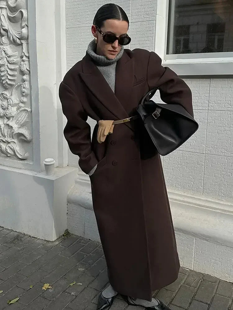 WW | lange zweireihige Winterjacke