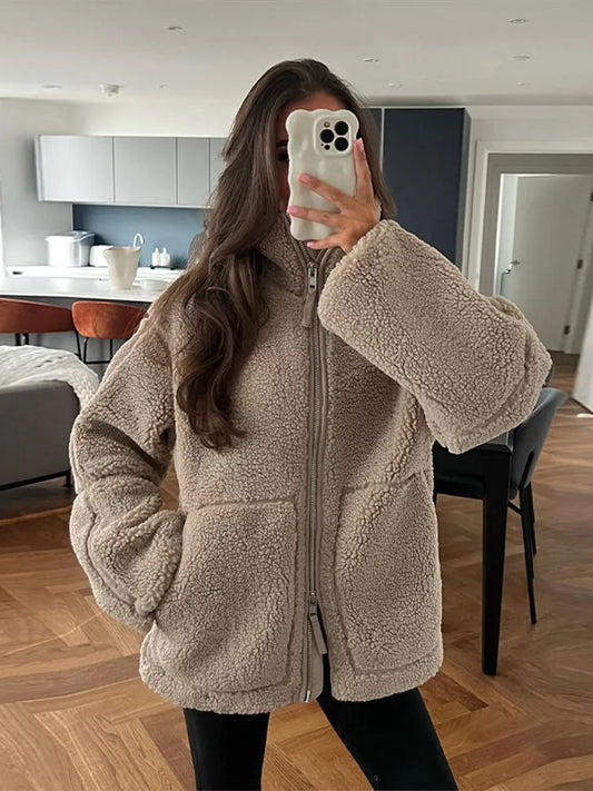 WW | Warmer Teddy-Mantel Mit Kapuze Für Frauen