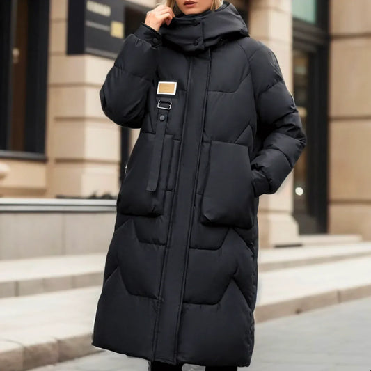 W&W – Elegante lange wasserdichte Pufferjacke