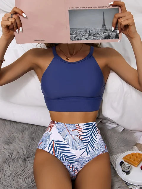 W&W | Luxus Bikini 2024 Damen Badeanzug mit hohem Ausschnitt