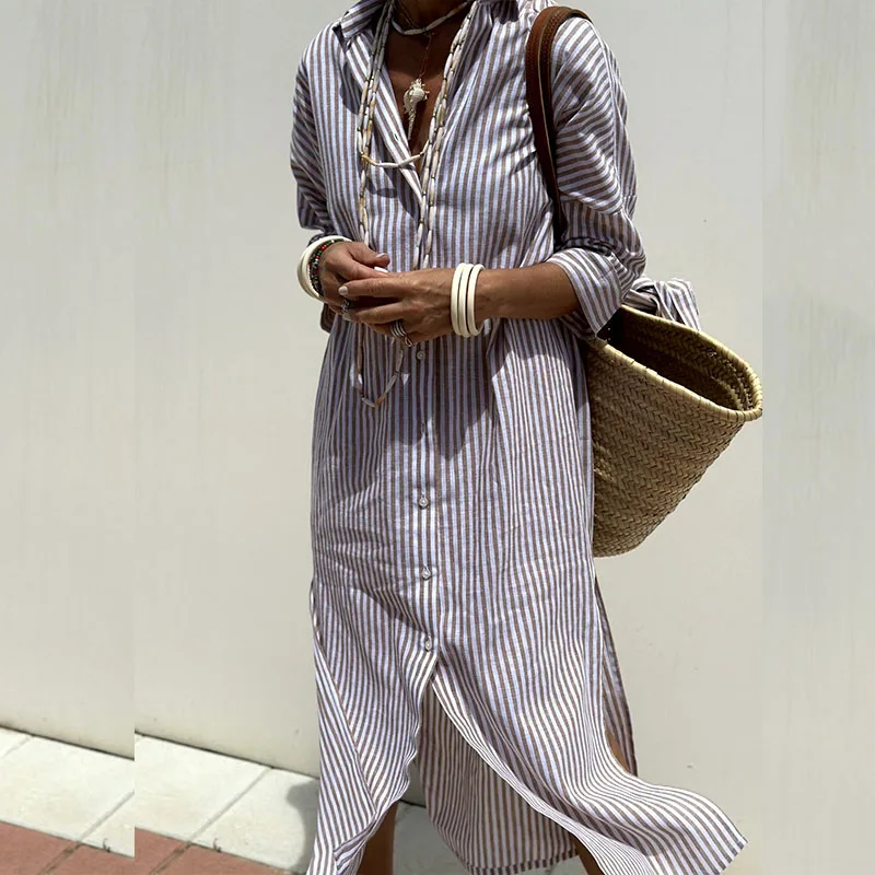 WW | Elegant Striped Shirt Dress - Stylish Women's Outfit