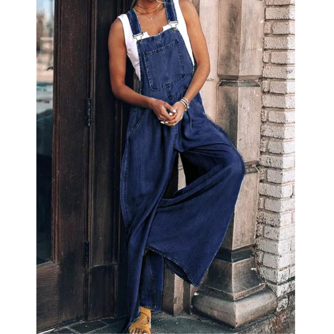 WW | Overall Relaxed Fit Wide Leg Breathable Fabric Utility Details