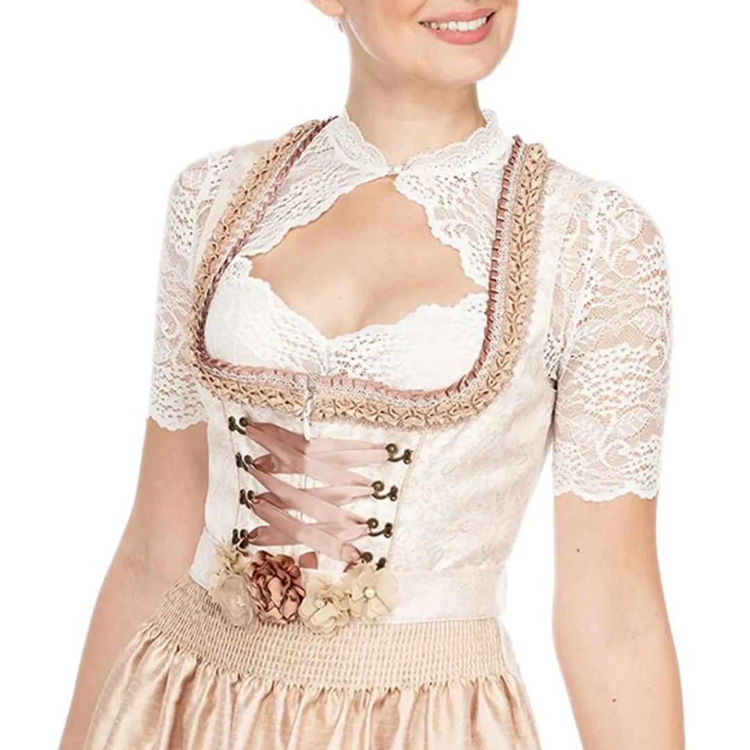 WW | Dirndlbluse mit Spitzenmuster und Verführerischem Ausschnitt für Oktoberfest