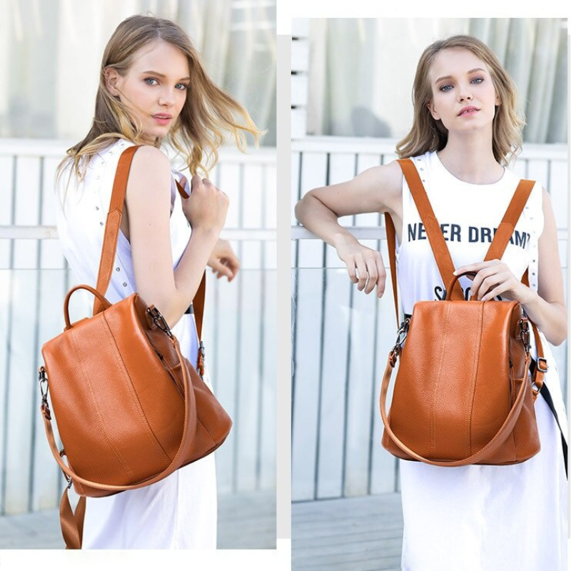 WW | Anti-Theft Leather Backpack