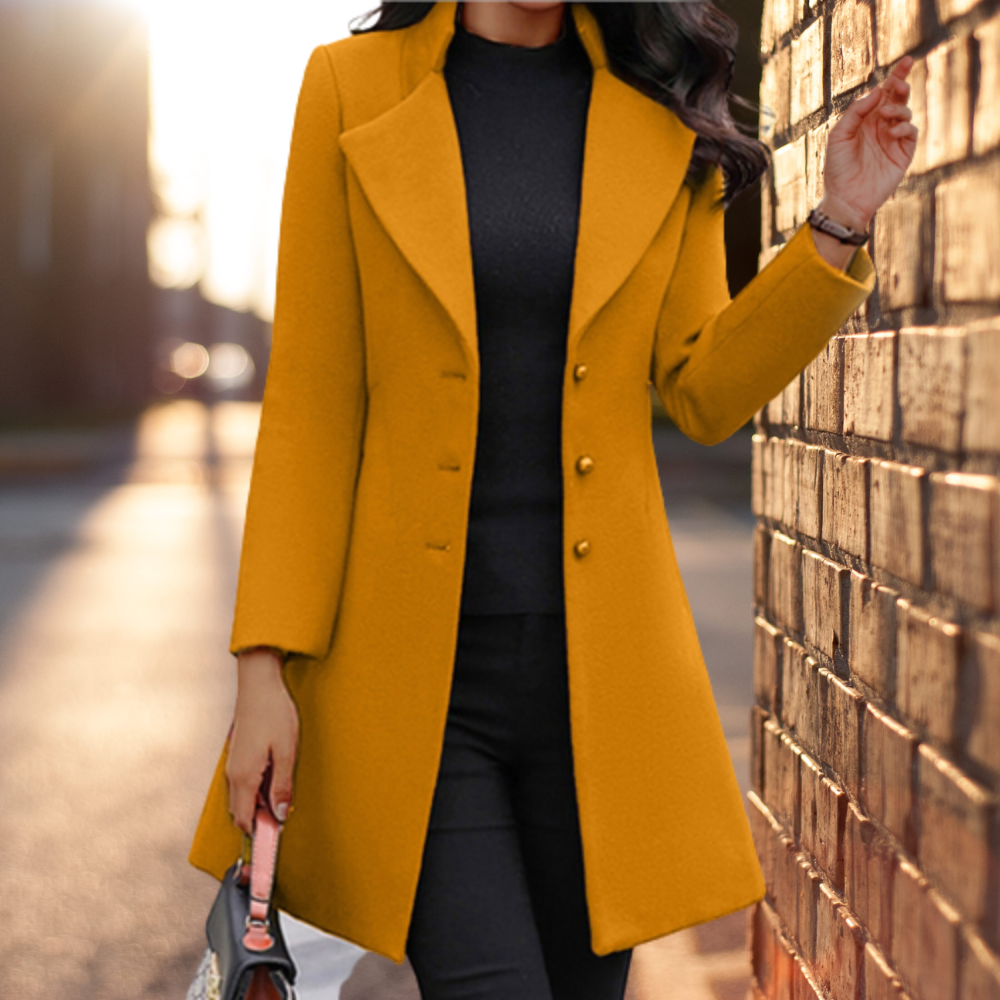 WW | Long Coat Tailored Fit Wool Blend Single-Breasted Formal Style