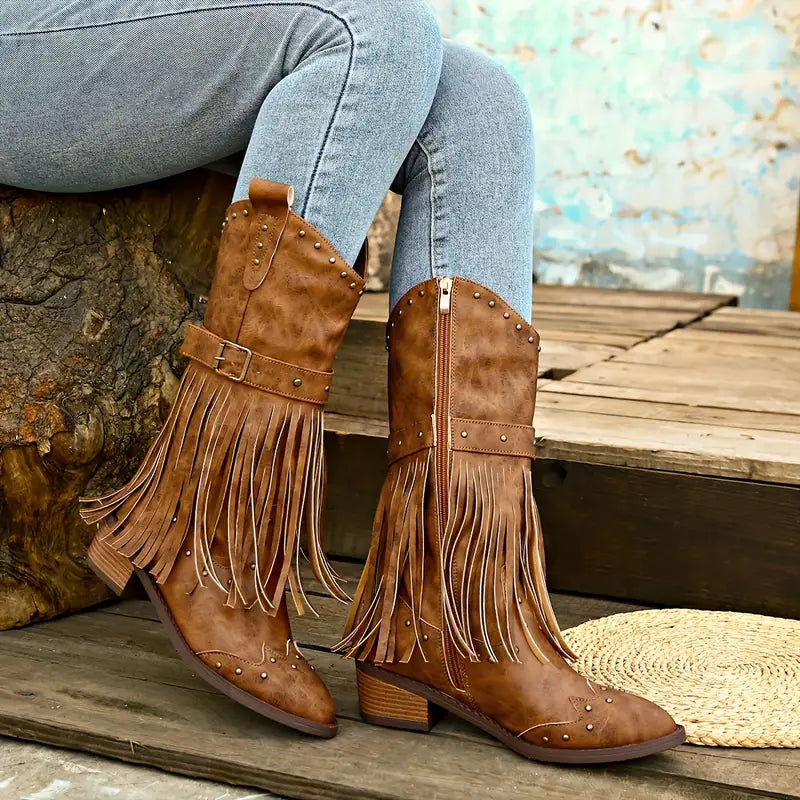 WW | Robuste Cowboy-Stiefel Mit Dicken Absätzen