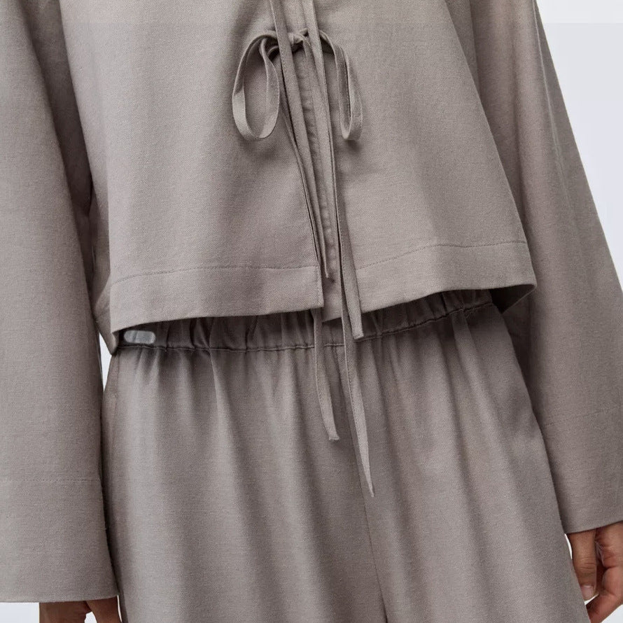 WW | Wide Leg Trousers & Top with Tie