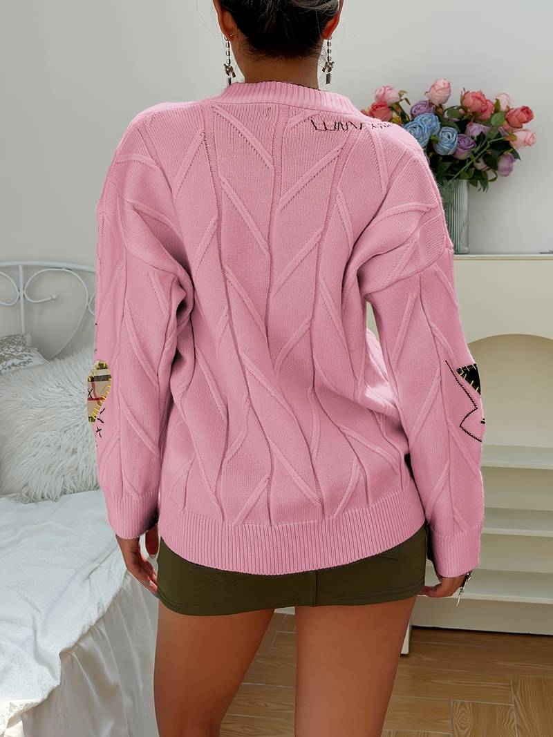WW | eleganter gestrickter Pullover mit Stickereien