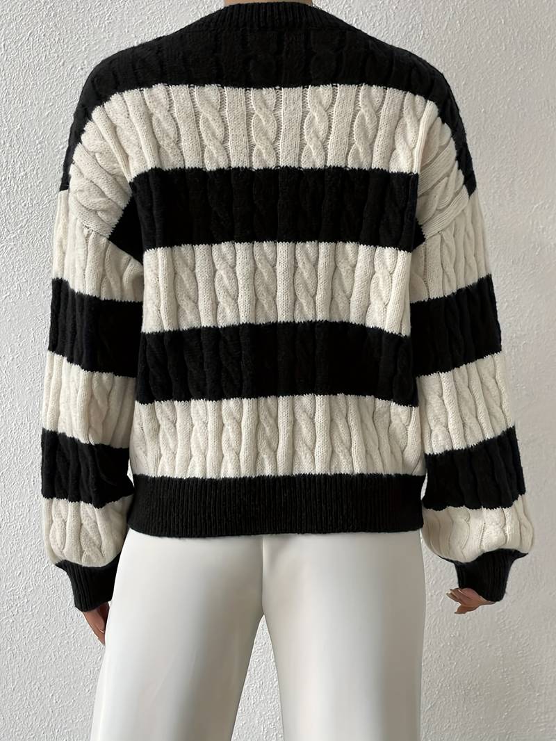 WW | Gestreifter Pullover mit V-Ausschnitt Herbst/Winter