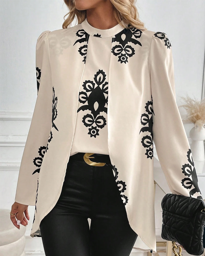 WW | Blouse Puff Sleeves Irregular Print