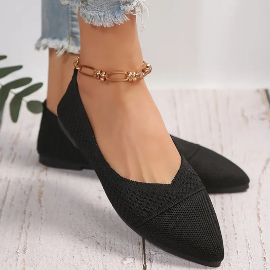WW | Atmungsaktive, Strick, Flache Slipper mit Weicher Sohle