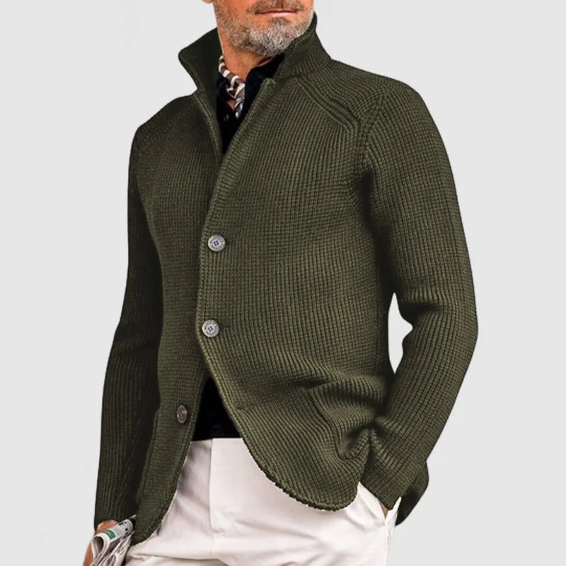 WW | Gestrickte Strickjacke mit Stehkragen für Männer