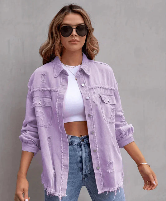 WW - Trendy Frühlingsjacke Aus Entworfenem Denim